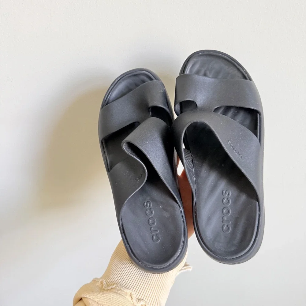 Crocs Brooklyn H-Strap Platform Slides Black Women Size 8 Sandals 208381-001 - Picture 6 of 6